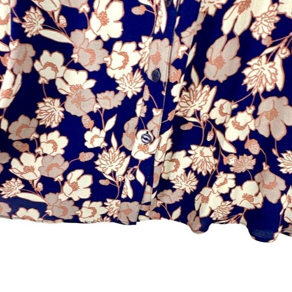 Sanctuary blue floral flutter short sleeve button up blouse Sz Small - Picture 9 of 13
